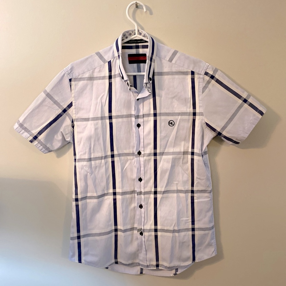 EUC Harper + Leyland Button Down Men’s Medium Light Blue Plaid